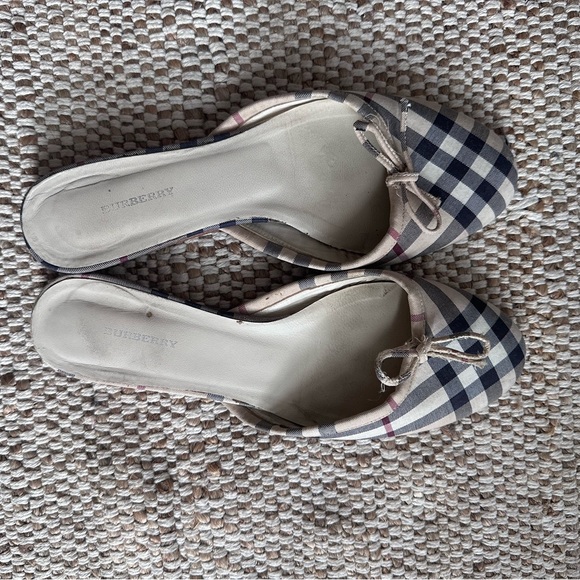 Burberry | Canvas Plaid Print Mules - Picture 7 of 7